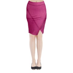 Pink Leather Leather Texture Skin Texture Midi Wrap Pencil Skirt by artworkshop