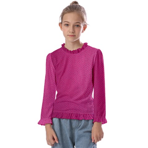 Pink Leather Leather Texture Skin Texture Kids  Frill Detail Tee by artworkshop