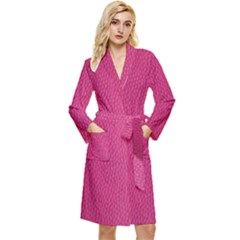 Pink Leather Leather Texture Skin Texture Long Sleeve Velour Robe by artworkshop