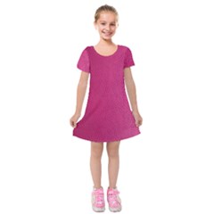 Pink Leather Leather Texture Skin Texture Kids  Short Sleeve Velvet Dress by artworkshop