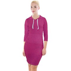 Pink Leather Leather Texture Skin Texture Quarter Sleeve Hood Bodycon Dress by artworkshop