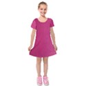 Pink Leather Leather Texture Skin Texture Kids  Short Sleeve Velvet Dress View1