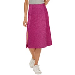 Pink Leather Leather Texture Skin Texture Midi Panel Skirt