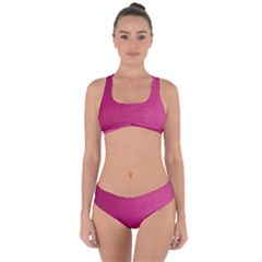 Pink Leather Leather Texture Skin Texture Criss Cross Bikini Set by artworkshop