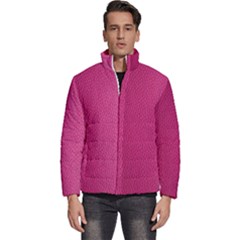 Pink Leather Leather Texture Skin Texture Men s Puffer Bubble Jacket Coat