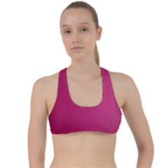 Pink Leather Leather Texture Skin Texture Criss Cross Racerback Sports Bra by artworkshop