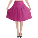 Pink Leather Leather Texture Skin Texture Flared Midi Skirt View1