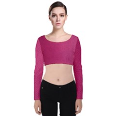 Pink Leather Leather Texture Skin Texture Velvet Long Sleeve Crop Top by artworkshop