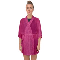 Pink Leather Leather Texture Skin Texture Half Sleeve Chiffon Kimono by artworkshop