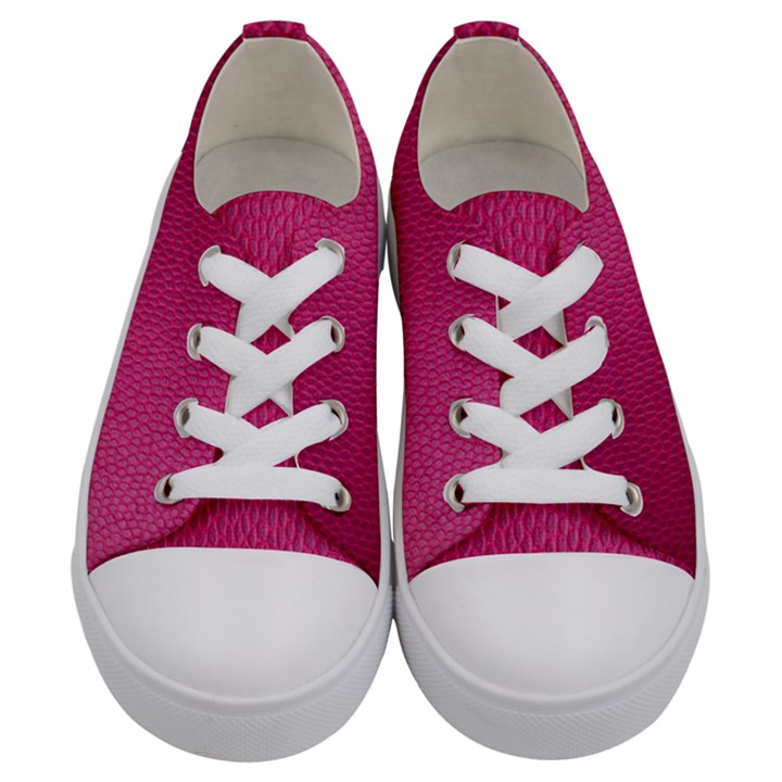 Pink Leather Leather Texture Skin Texture Kids  Low Top Canvas Sneakers