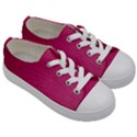 Pink Leather Leather Texture Skin Texture Kids  Low Top Canvas Sneakers View3