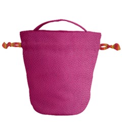 Pink Leather Leather Texture Skin Texture Drawstring Bucket Bag by artworkshop