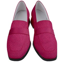 Pink Leather Leather Texture Skin Texture Women s Chunky Heel Loafers by artworkshop