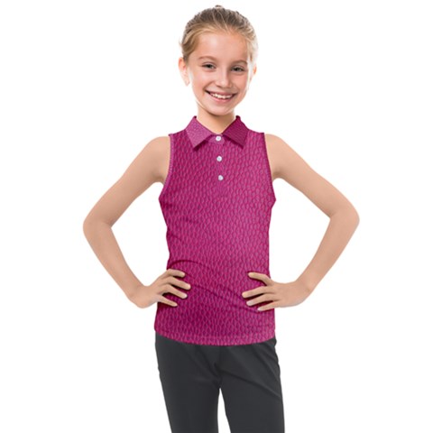 Pink Leather Leather Texture Skin Texture Kids  Sleeveless Polo Tee by artworkshop