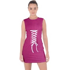 Pink Leather Leather Texture Skin Texture Lace Up Front Bodycon Dress by artworkshop