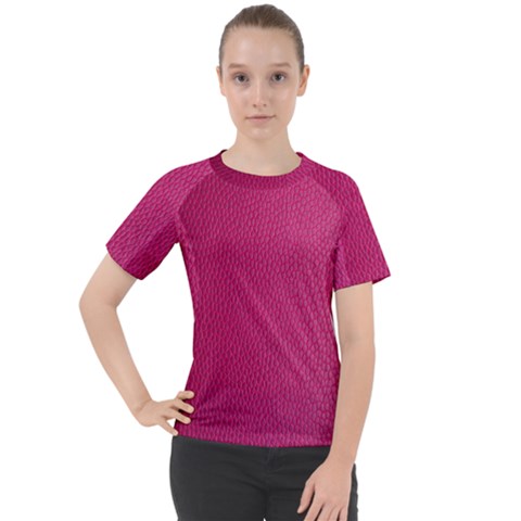 Pink Leather Leather Texture Skin Texture Women s Sport Raglan Tee by artworkshop