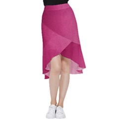 Pink Leather Leather Texture Skin Texture Frill Hi Low Chiffon Skirt by artworkshop