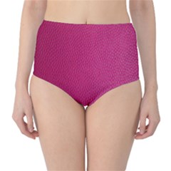 Pink Leather Leather Texture Skin Texture Classic High-waist Bikini Bottoms by artworkshop