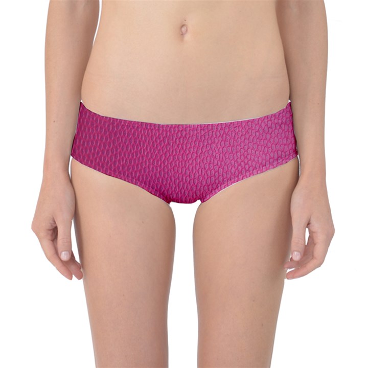 Pink Leather Leather Texture Skin Texture Classic Bikini Bottoms