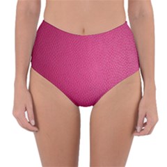 Pink Leather Leather Texture Skin Texture Reversible High-waist Bikini Bottoms by artworkshop