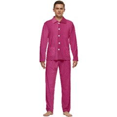 Pink Leather Leather Texture Skin Texture Men s Long Sleeve Velvet Pocket Pajamas Set