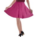 Pink Leather Leather Texture Skin Texture A-line Skater Skirt View2