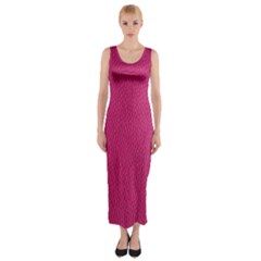 Pink Leather Leather Texture Skin Texture Fitted Maxi Dress