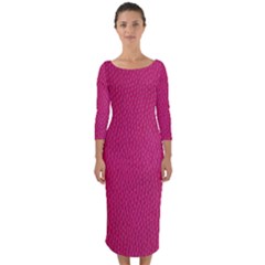 Pink Leather Leather Texture Skin Texture Quarter Sleeve Midi Bodycon Dress by artworkshop