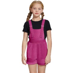 Pink Leather Leather Texture Skin Texture Kids  Short Overalls