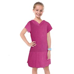 Pink Leather Leather Texture Skin Texture Kids  Drop Waist Dress by artworkshop