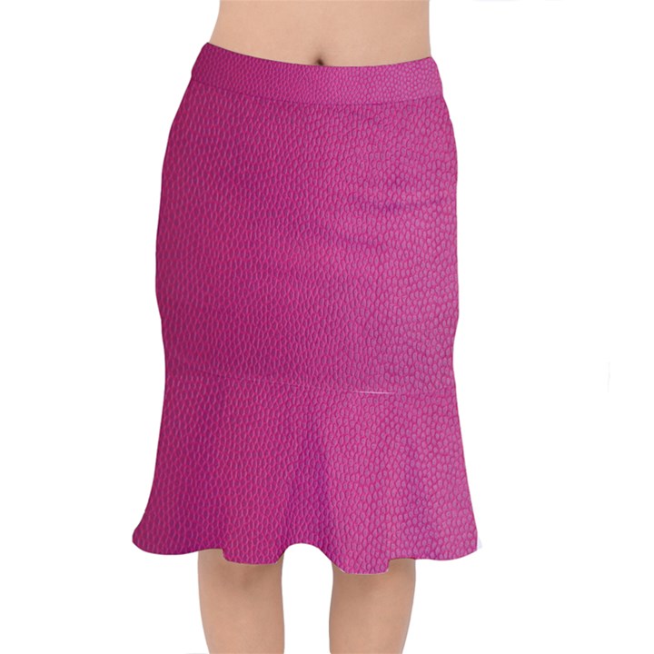 Pink Leather Leather Texture Skin Texture Short Mermaid Skirt