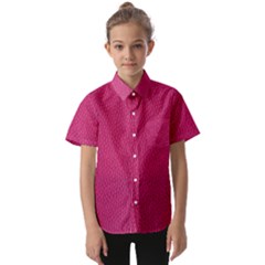 Pink Leather Leather Texture Skin Texture Kids  Short Sleeve Shirt