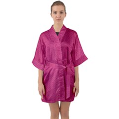 Pink Leather Leather Texture Skin Texture Half Sleeve Satin Kimono  by artworkshop