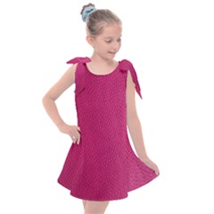 Pink Leather Leather Texture Skin Texture Kids  Tie Up Tunic Dress by artworkshop