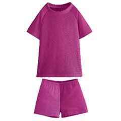 Pink Leather Leather Texture Skin Texture Kids  Swim Tee And Shorts Set by artworkshop