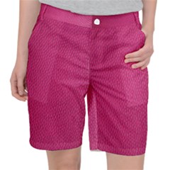 Pink Leather Leather Texture Skin Texture Pocket Shorts by artworkshop