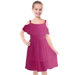 Pink Leather Leather Texture Skin Texture Kids  Cut Out Shoulders Chiffon Dress by artworkshop