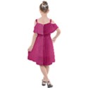 Pink Leather Leather Texture Skin Texture Kids  Cut Out Shoulders Chiffon Dress View2