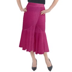 Pink Leather Leather Texture Skin Texture Midi Mermaid Skirt by artworkshop