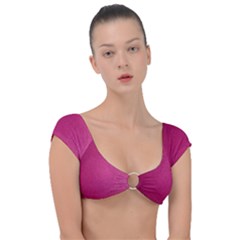 Pink Leather Leather Texture Skin Texture Cap Sleeve Ring Bikini Top by artworkshop