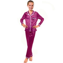 Pink Leather Leather Texture Skin Texture Kid s Satin Long Sleeve Pajamas Set