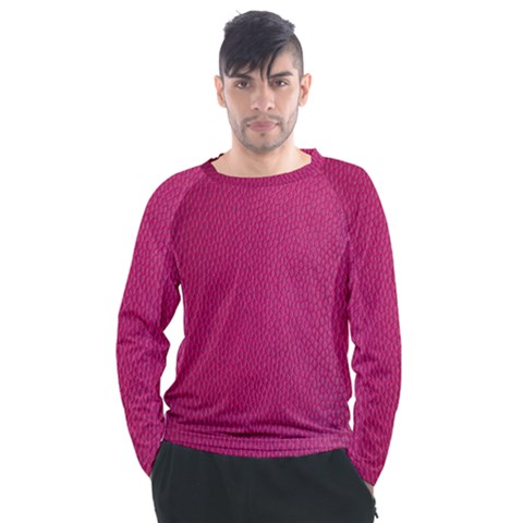 Pink Leather Leather Texture Skin Texture Men s Long Sleeve Raglan Tee by artworkshop