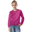 Pink Leather Leather Texture Skin Texture Kids  Long Sleeve Tee with Frill  View1