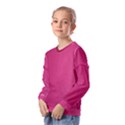 Pink Leather Leather Texture Skin Texture Kids  Long Sleeve Tee with Frill  View2