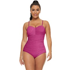 Pink Leather Leather Texture Skin Texture Retro Full Coverage Swimsuit