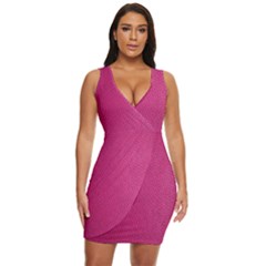 Pink Leather Leather Texture Skin Texture Draped Bodycon Dress