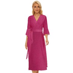 Pink Leather Leather Texture Skin Texture Midsummer Wrap Dress