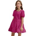 Pink Leather Leather Texture Skin Texture Kids  Short Sleeve Dolly Dress View2