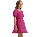 Pink Leather Leather Texture Skin Texture Kids  Short Sleeve Dolly Dress View3