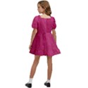 Pink Leather Leather Texture Skin Texture Kids  Short Sleeve Dolly Dress View4